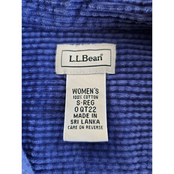 L.L Bean Womens Small Blue Wide Wale Comfort Corduroy Button Up Shirt Pockets - Picture 3 of 8
